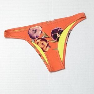 Triangl Bikini Bottom Small Orange With Floral Print
